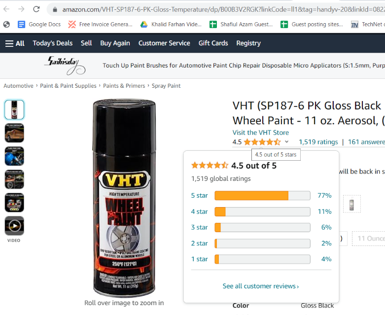 scereenshot of VHT SP187 High Heat Wheel Paint reviews