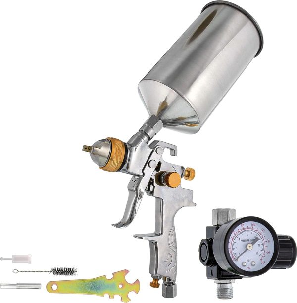 TCP Global® Brand Professional 1.3mm HVLP Spray Gun-gravity Feed-auto Paint Basecoat Clearcoat with Air Regulator